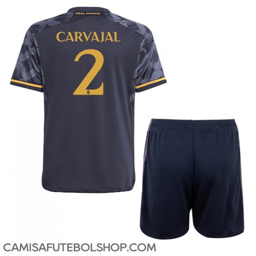 Camisa de time de futebol Real Madrid Daniel Carvajal #2 Replicas 2º Equipamento Infantil 2023-24 Manga Curta (+ Calças curtas)